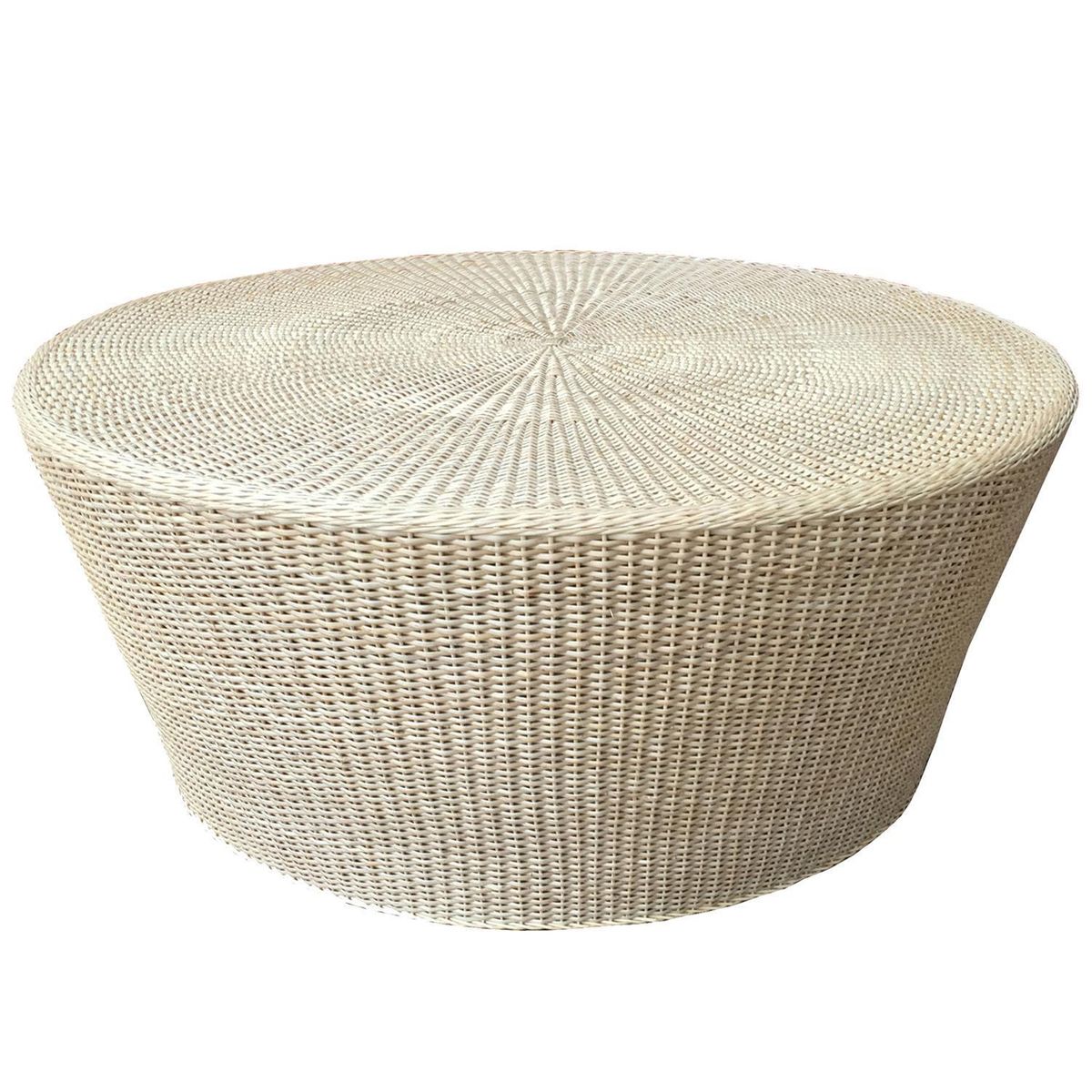 DECO MIMBRE - Mesa Cónica Redonda MimbreFierro 100x45x100 cm Blanca