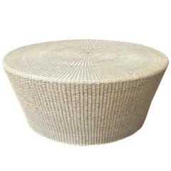 DECO MIMBRE - Mesa Cónica Redonda Mimbre<multisep/>Fierro 100x45x100 cm Blanca
