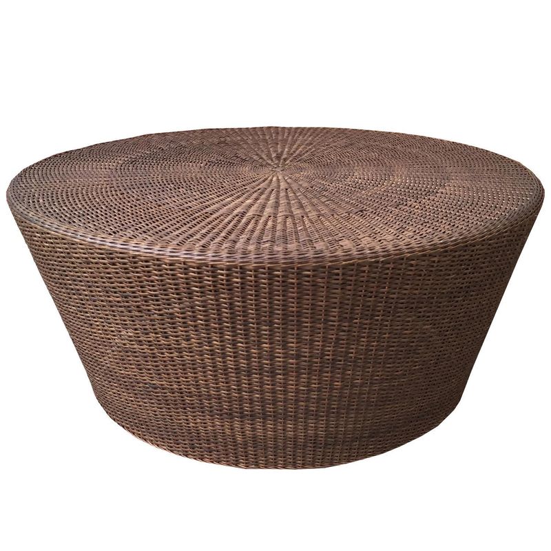 DECO MIMBRE - Mesa Cónica Redonda Mimbre<multisep/>Fierro 100x45x100 cm Chocolate