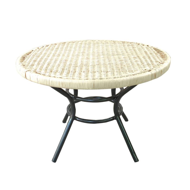 DECO MIMBRE - Mesa Nido Redonda Fierro 55x40x55 cm Blanca