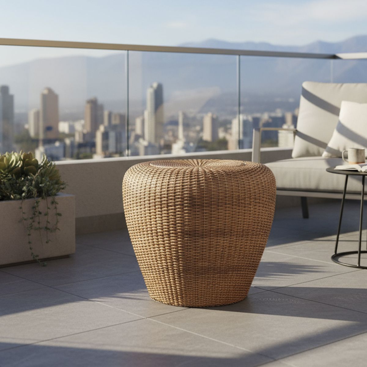 DECO MIMBRE - Puff manzana chocolate Chocolate