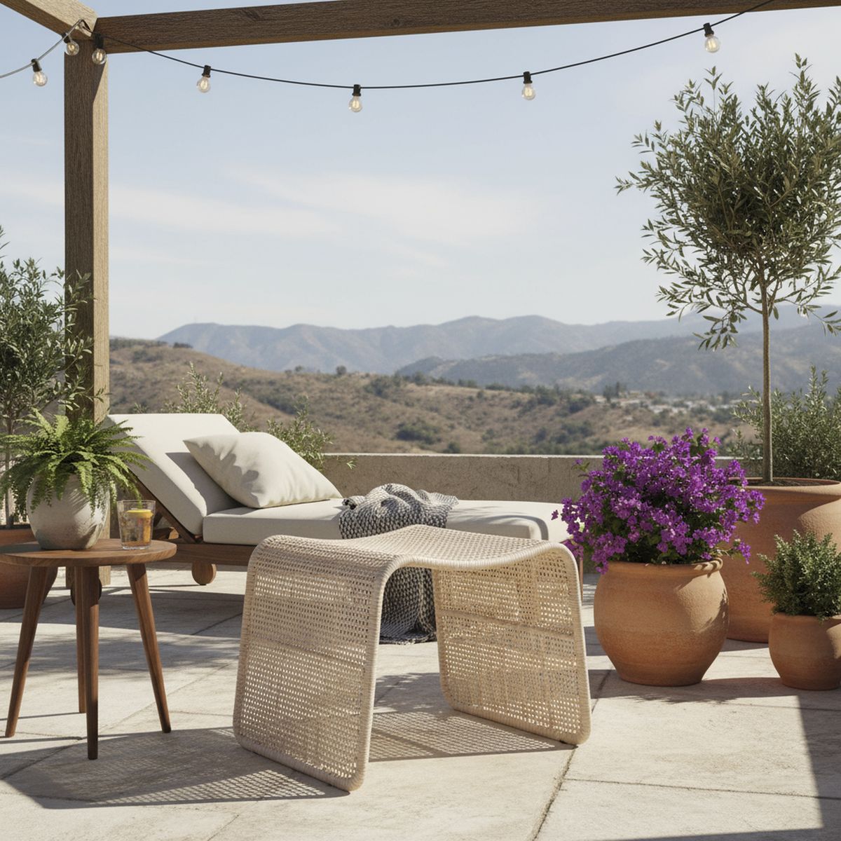 DECO MIMBRE - Puff attimo blanco Blanco