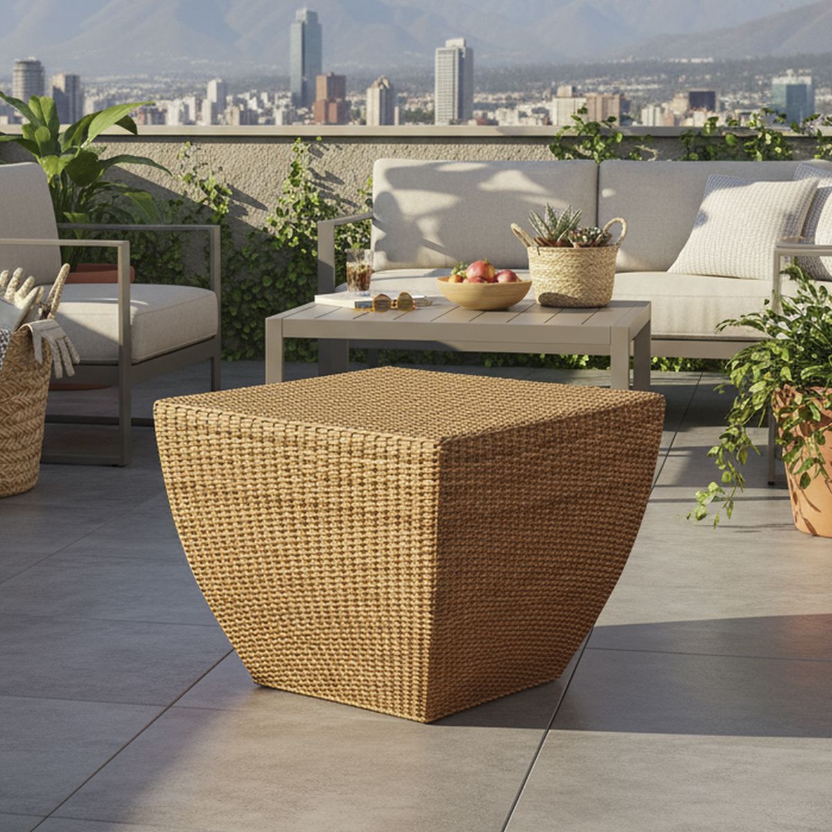 DECO MIMBRE - Puff cubico natural Natural