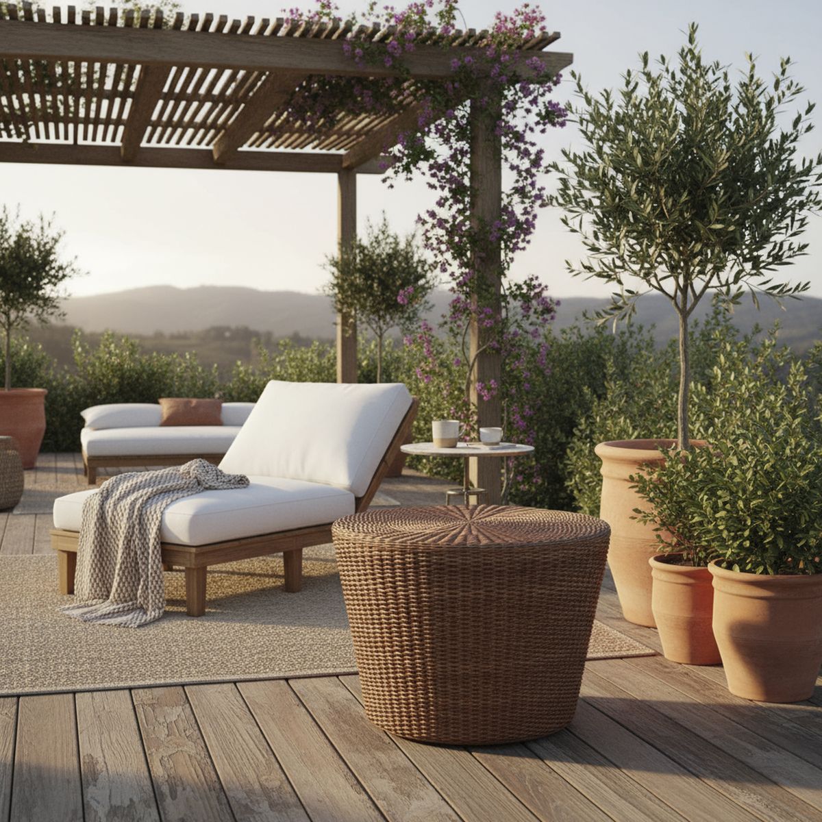 DECO MIMBRE - Puff conico chocolate