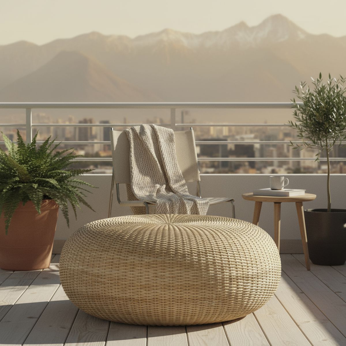 DECO MIMBRE - Puff colonial blanco