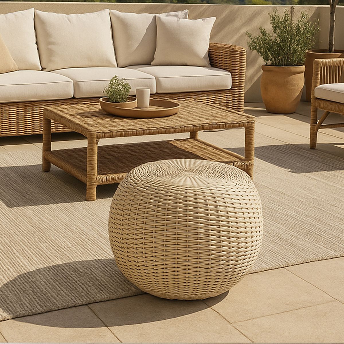 DECO MIMBRE - Puff antonio blanco Blanco