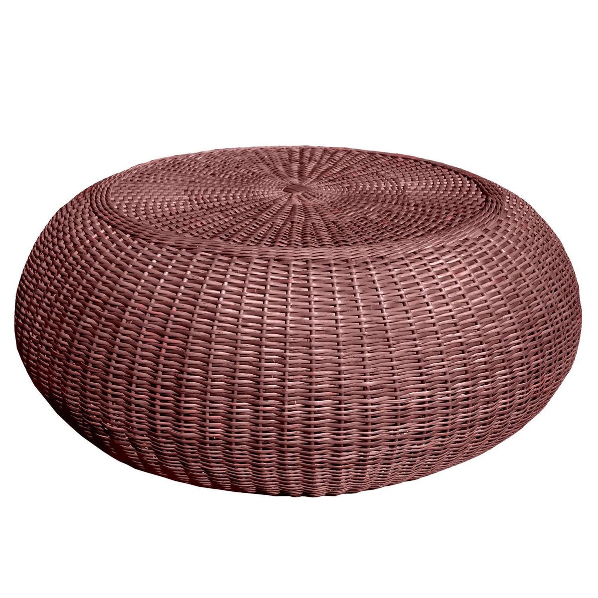 DECO MIMBRE - Mesa Puff Redonda Mimbre 100x50x100 cm Chocolate