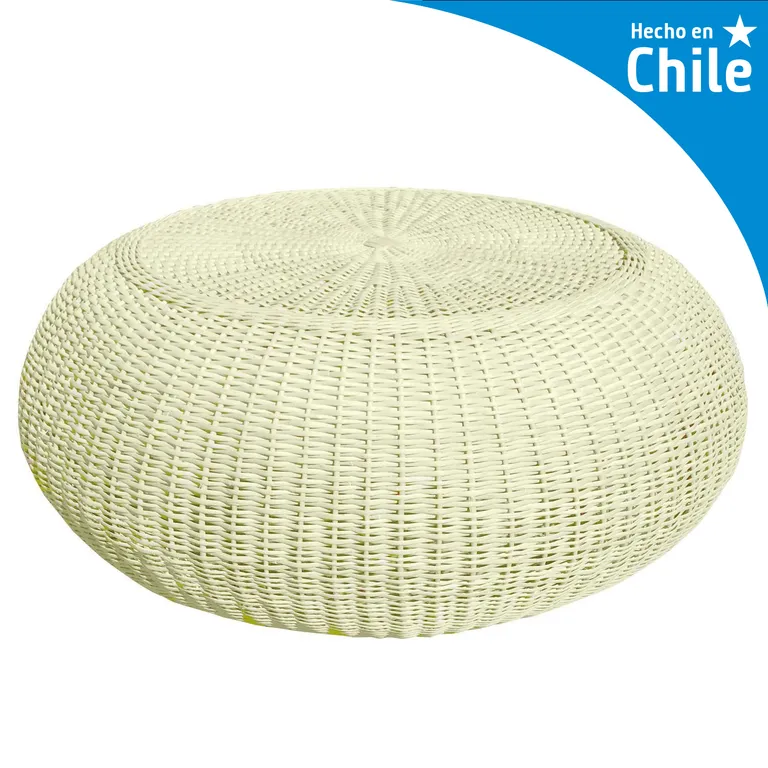 Mesa Puff Redonda Mimbre 100x50x100 cm Blanca