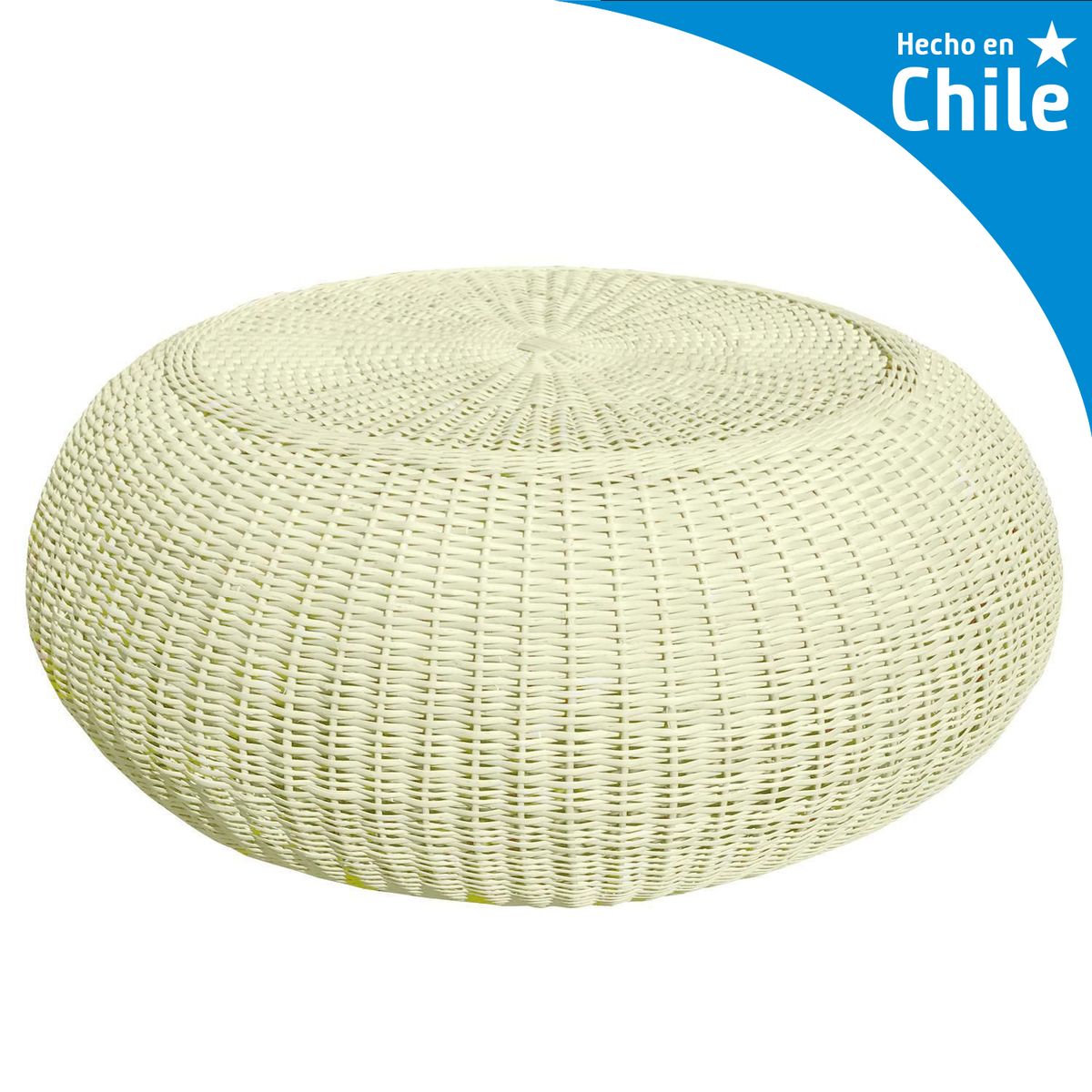 Mesa Puff Redonda Mimbre 100x50x100 cm Blanca, marca DECO MIMBRE - Foto Principal