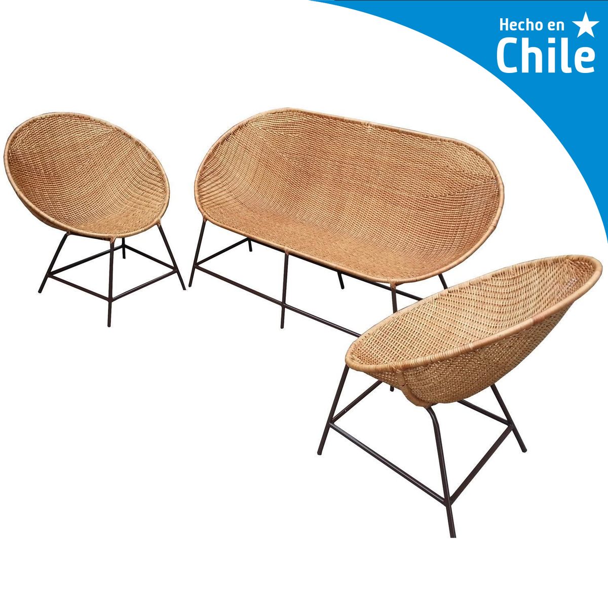 Juego de Terraza Living Mimbre Chocolate 4 Personas, marca DECO MIMBRE - Foto Principal