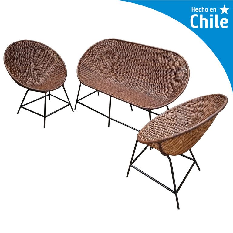 Juego de Terraza Living Mimbre Chocolate 4 Personas