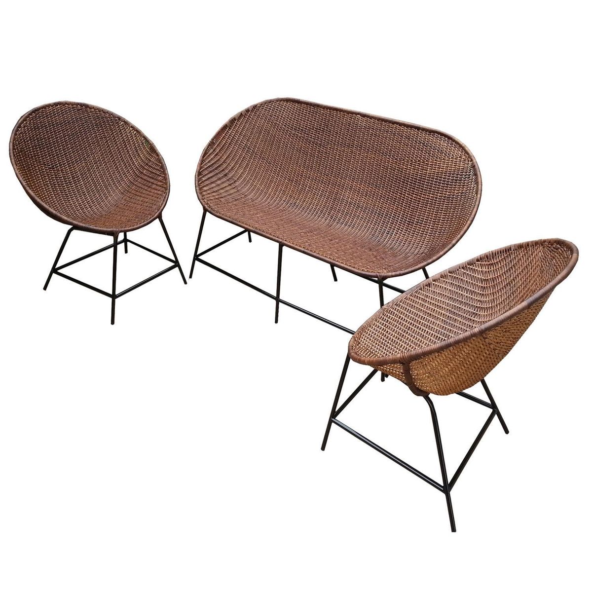 DECO MIMBRE - Juego de Terraza Living Mimbre Chocolate 4 Personas