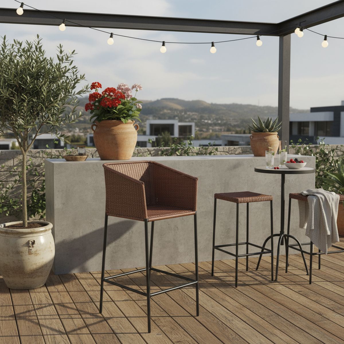 DECO MIMBRE - Silla bar cubica chocolate