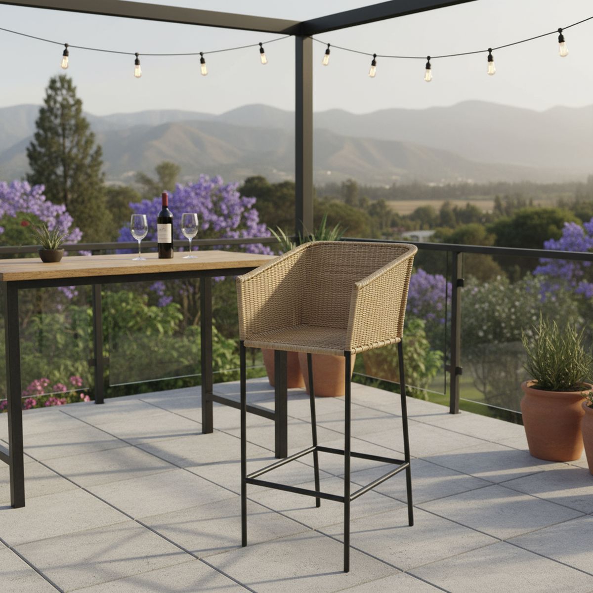 DECO MIMBRE - Silla bar cubica natural Natural