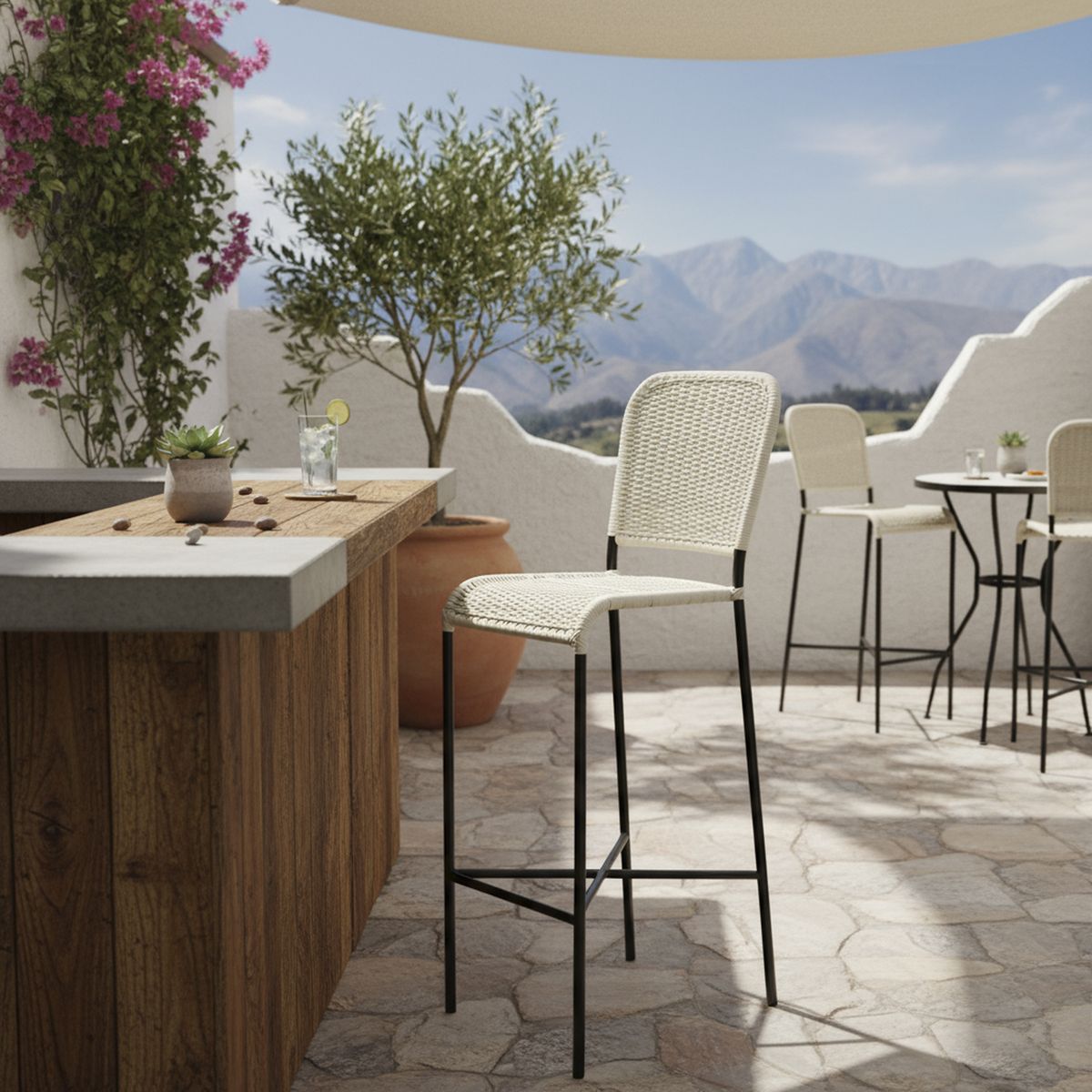 DECO MIMBRE - Silla bar costa blanca Blanco