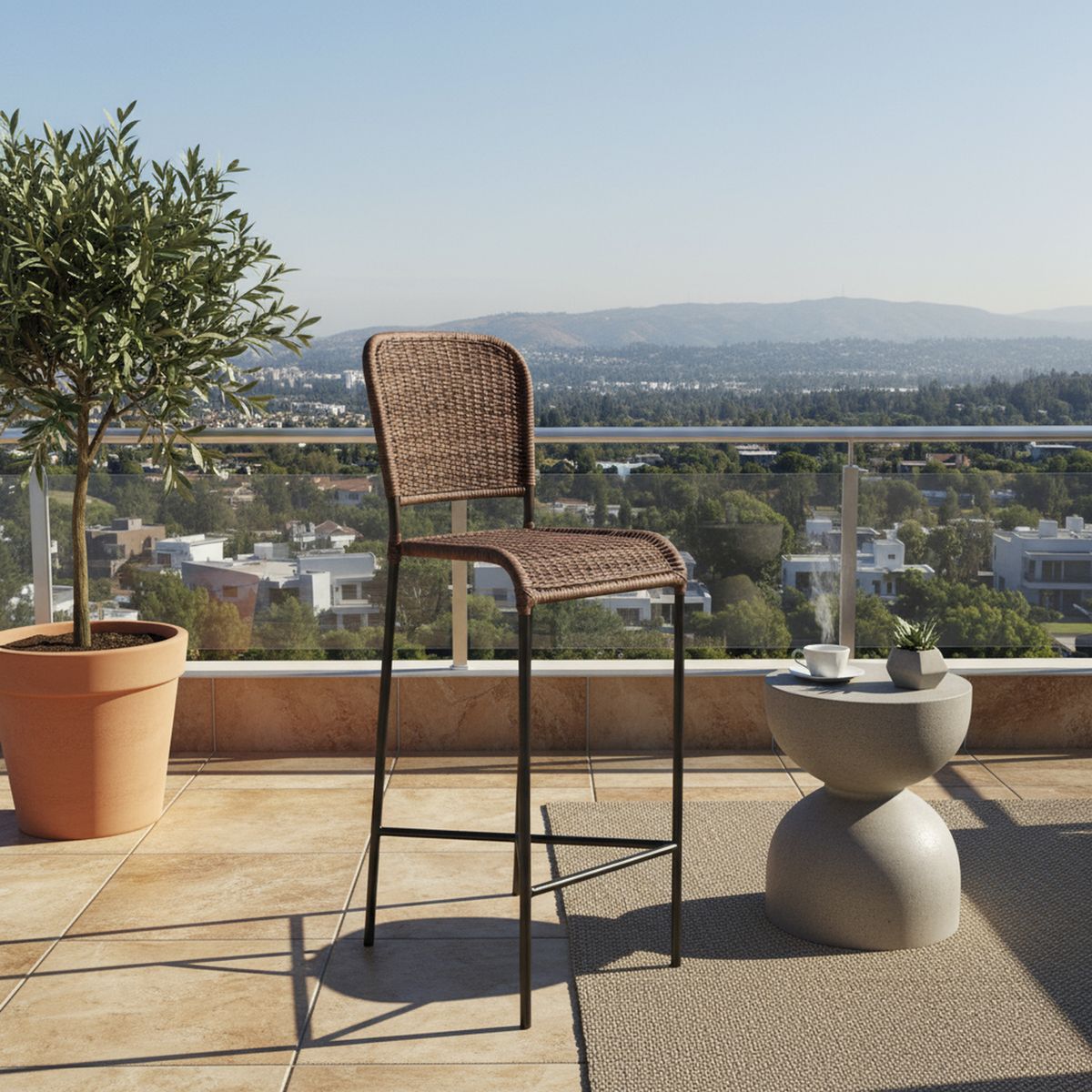 DECO MIMBRE - Silla bar costa chocolate