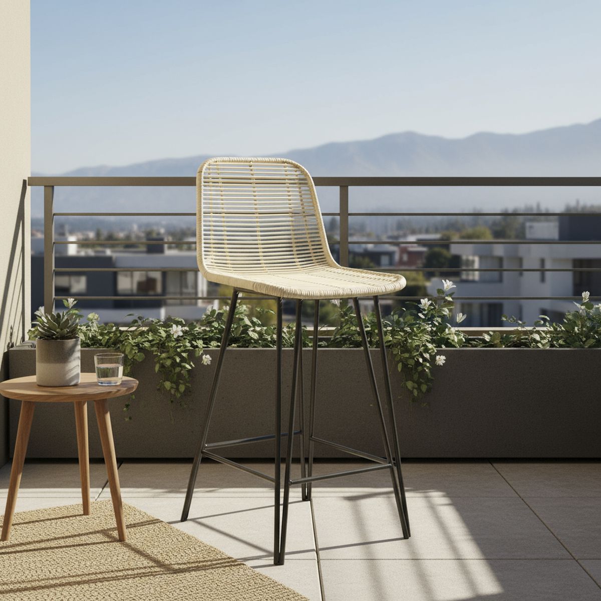 DECO MIMBRE - Silla bar cantillana blanca Blanco