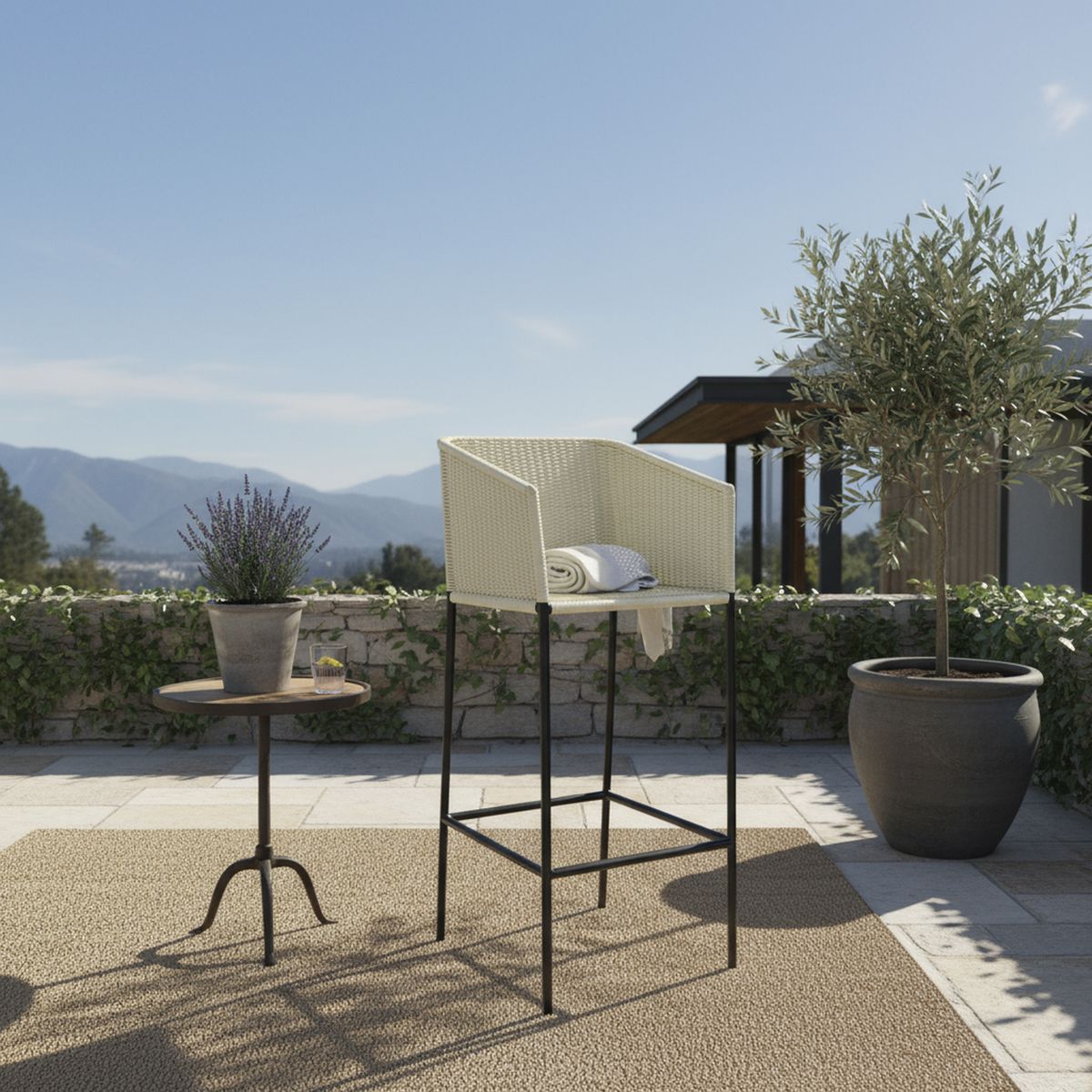 DECO MIMBRE - Silla bar cubica blanca Blanco