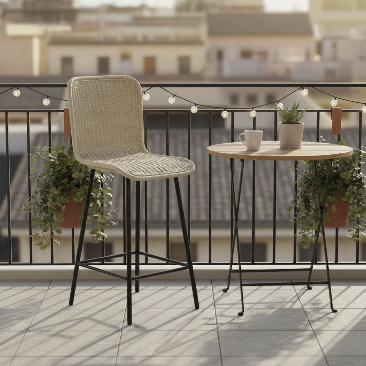 DECO MIMBRE - Silla bar curvas blanca Blanco