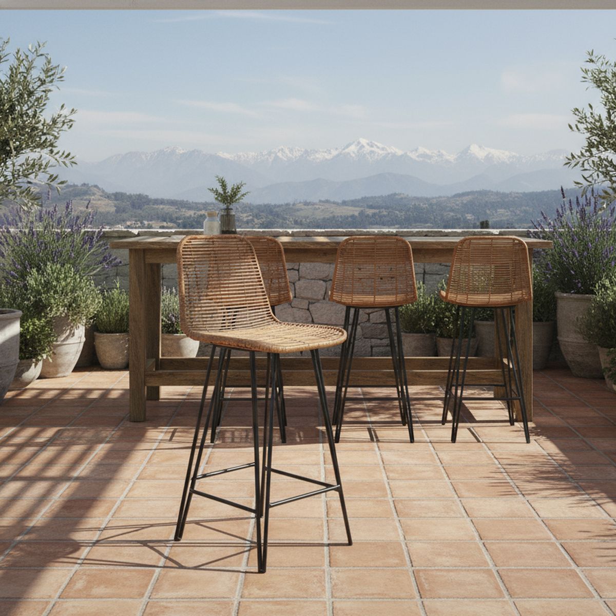 DECO MIMBRE - Silla para Terraza Fibra Natural Cantillana Natural 100x40x35 cm