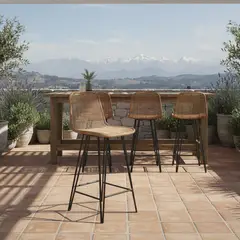 DECO MIMBRE - Silla para Terraza Fibra Natural Cantillana Natural 100x40x35 cm