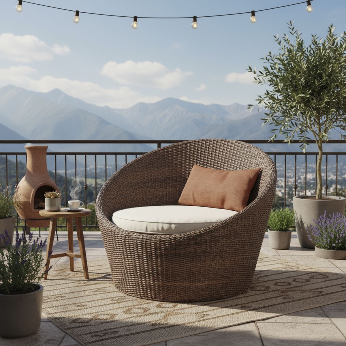 DECO MIMBRE - Sillón mao chocolate 80x80x70 cm