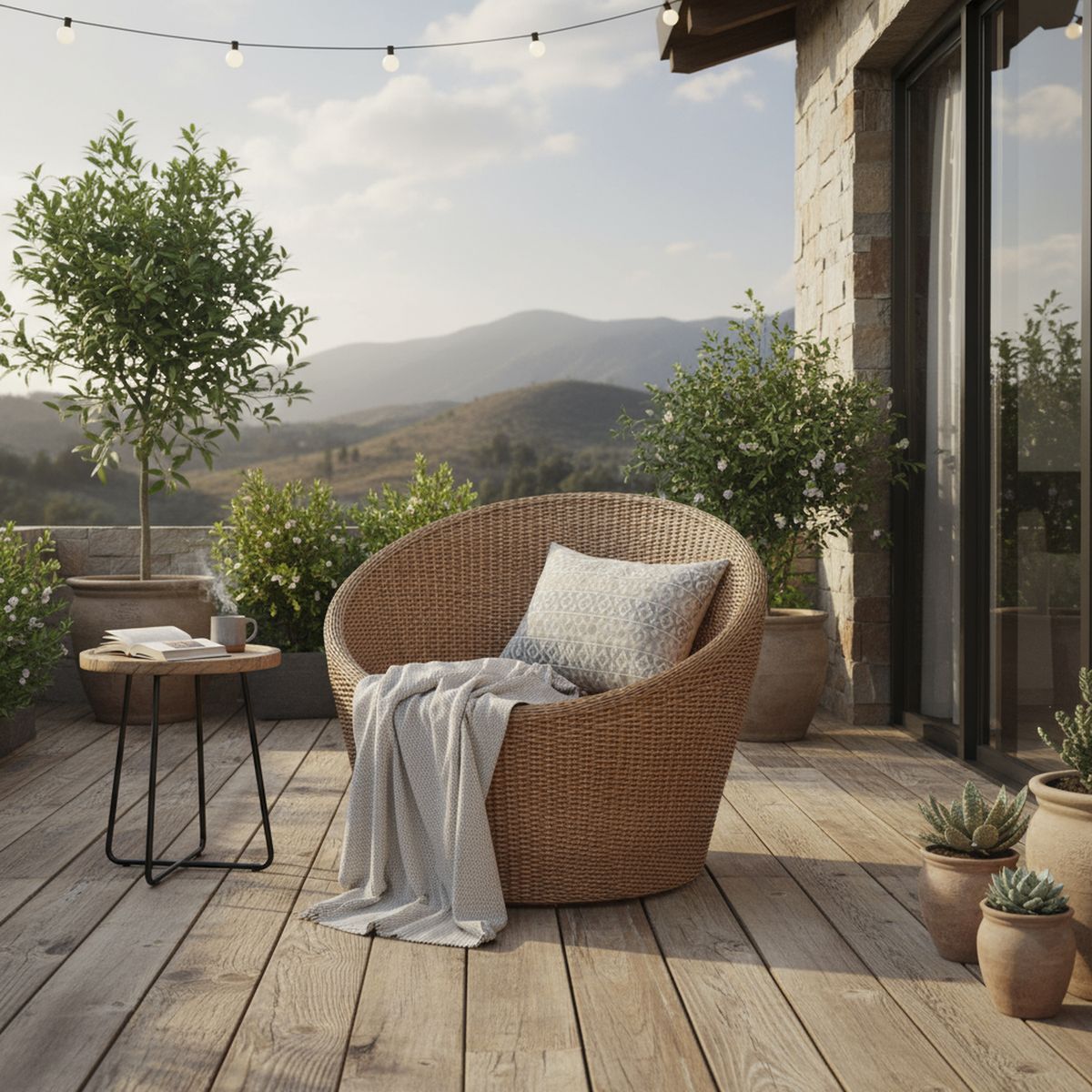 DECO MIMBRE - Sillón mao natural 80x80x70 cm