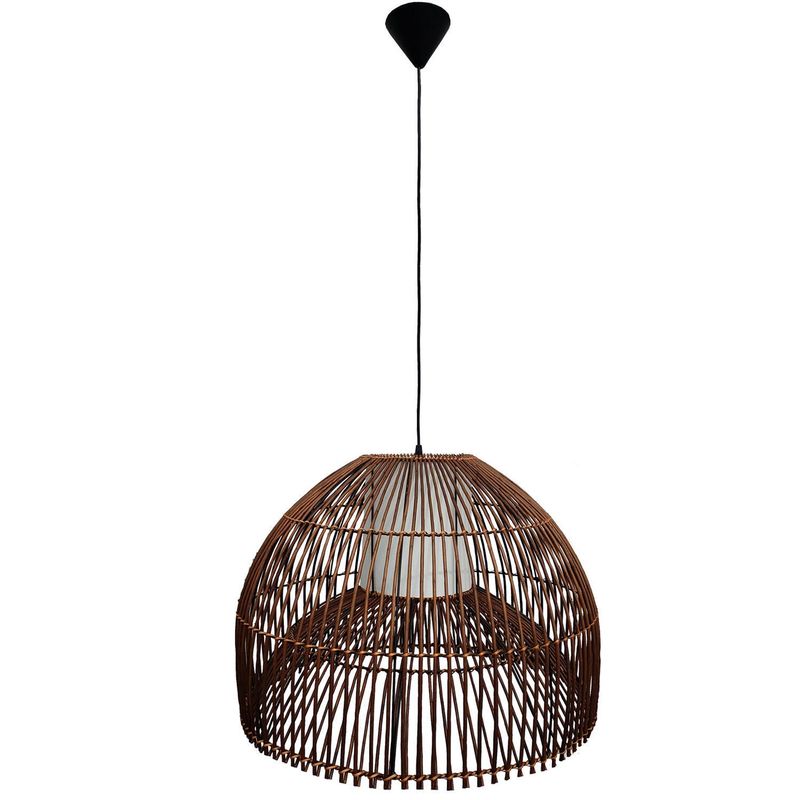 DECO MIMBRE - Lámpara Techo Campana II Mimbre Café/Marrón
