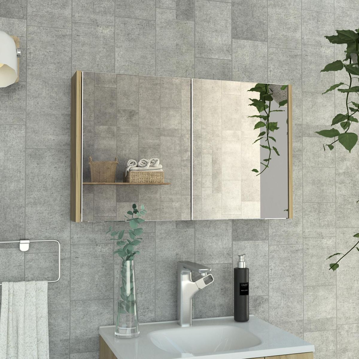 TUHOME - Botiquín Para Baño 80 Cm Puertas Duna
