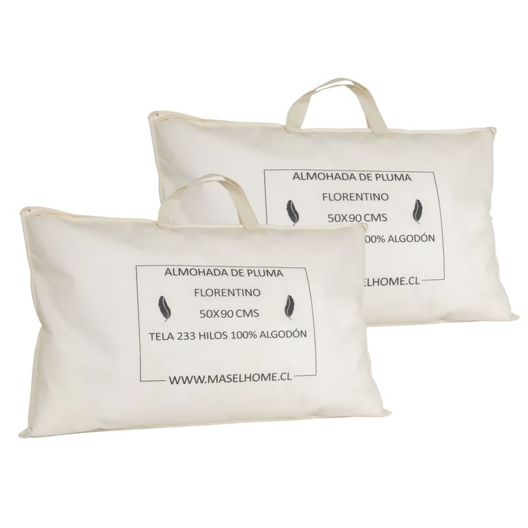 Pack de 2 Almohadas de Plumas para Dormir 50x90 cm