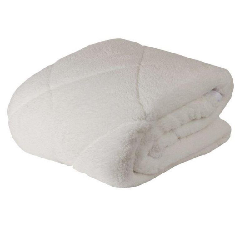 MASEL - Cubrecolchón Sherpa Blanco King