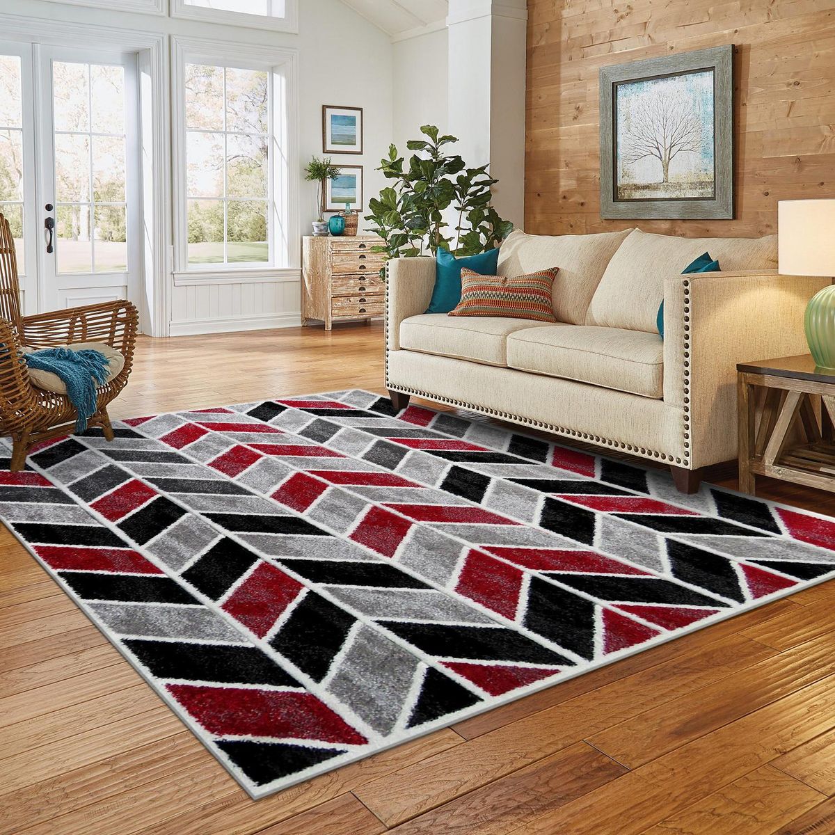 IDETEX - Alfombra Carved Florida 150x200 cm Polipropileno Rojo