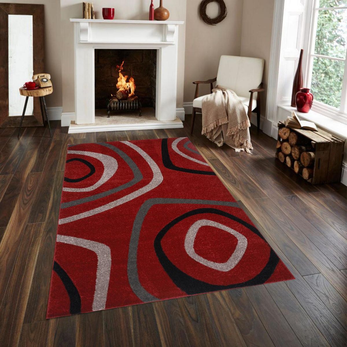 IDETEX - Alfombra Carved 150x200 cm Polipropileno Rojo