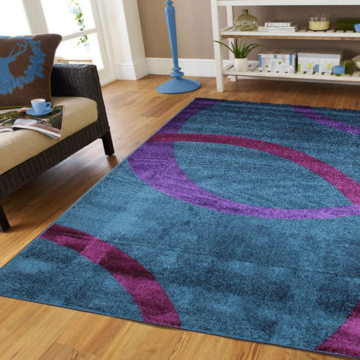 IDETEX - Alfombra Ondas 150x200 cm Polipropileno Azul