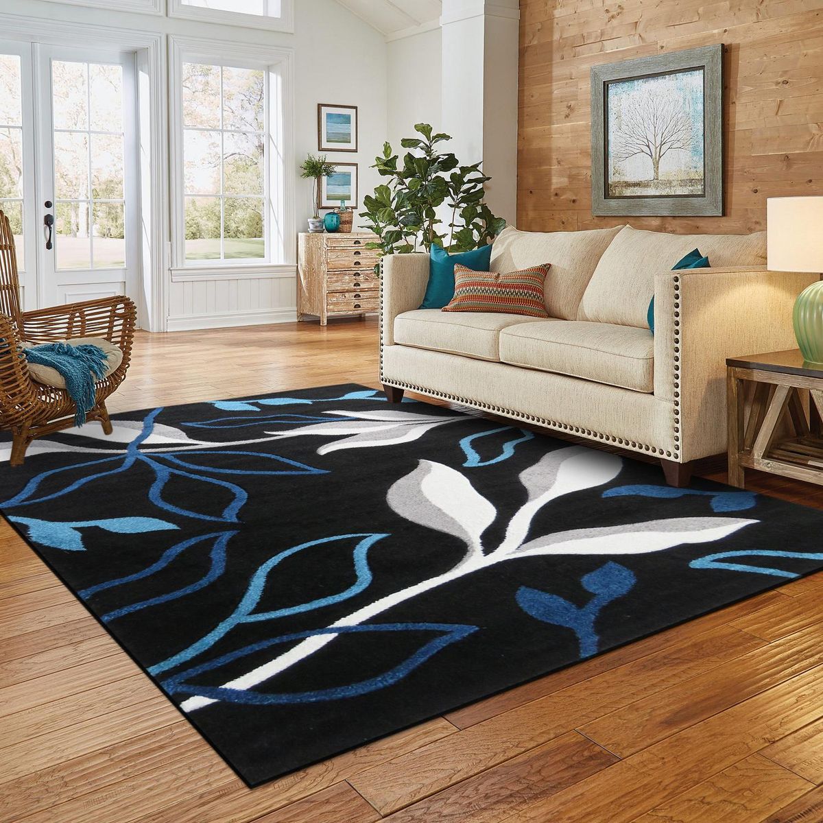 IDETEX - Alfombra Florida 150x200 cm Polipropileno Negro