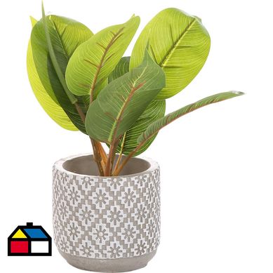 Arreglo planta artificial base cermica color gris 30x11 cm