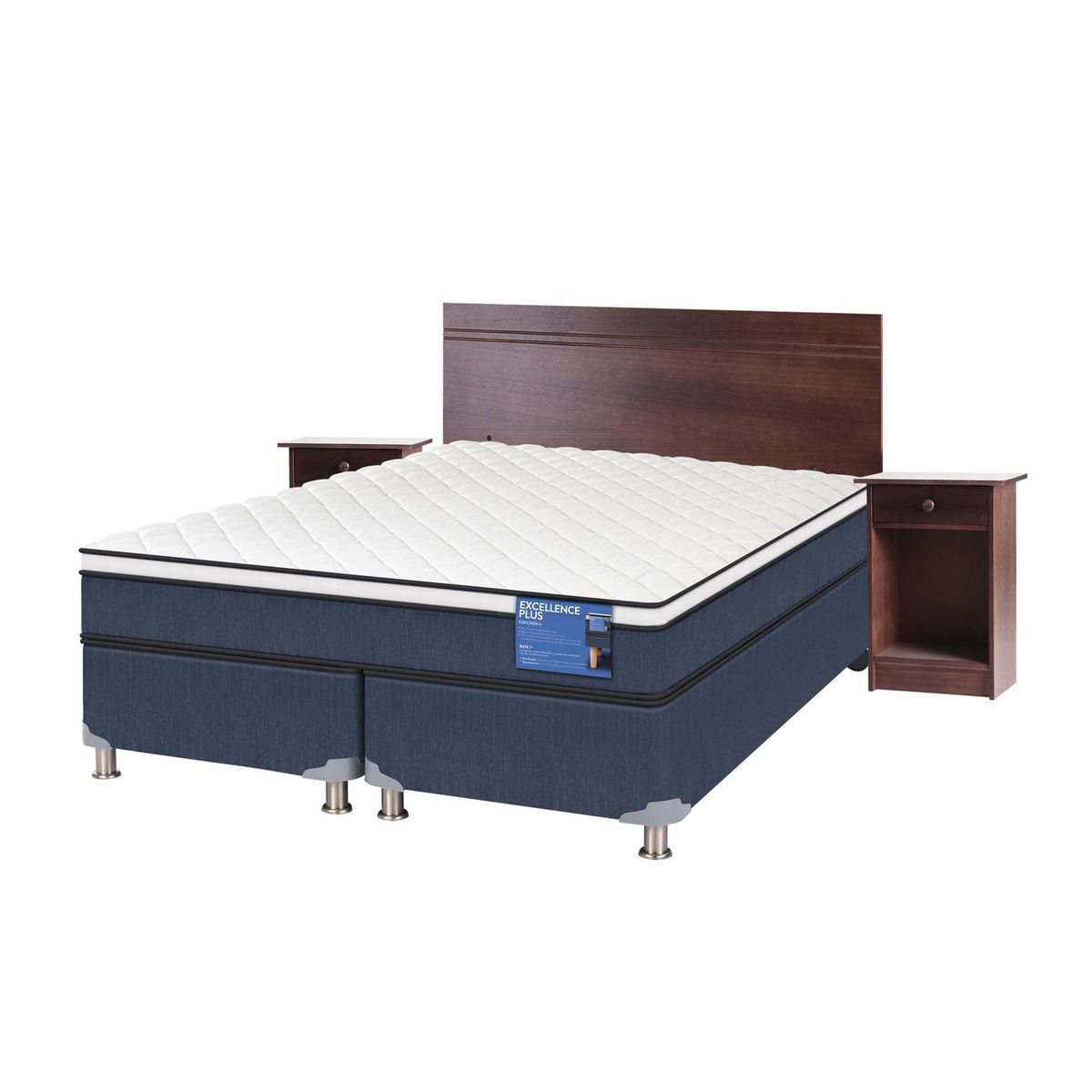 CIC - Cama Americana Excellence Plus 2 Plazas Base Dividida + Muebles Villarrica