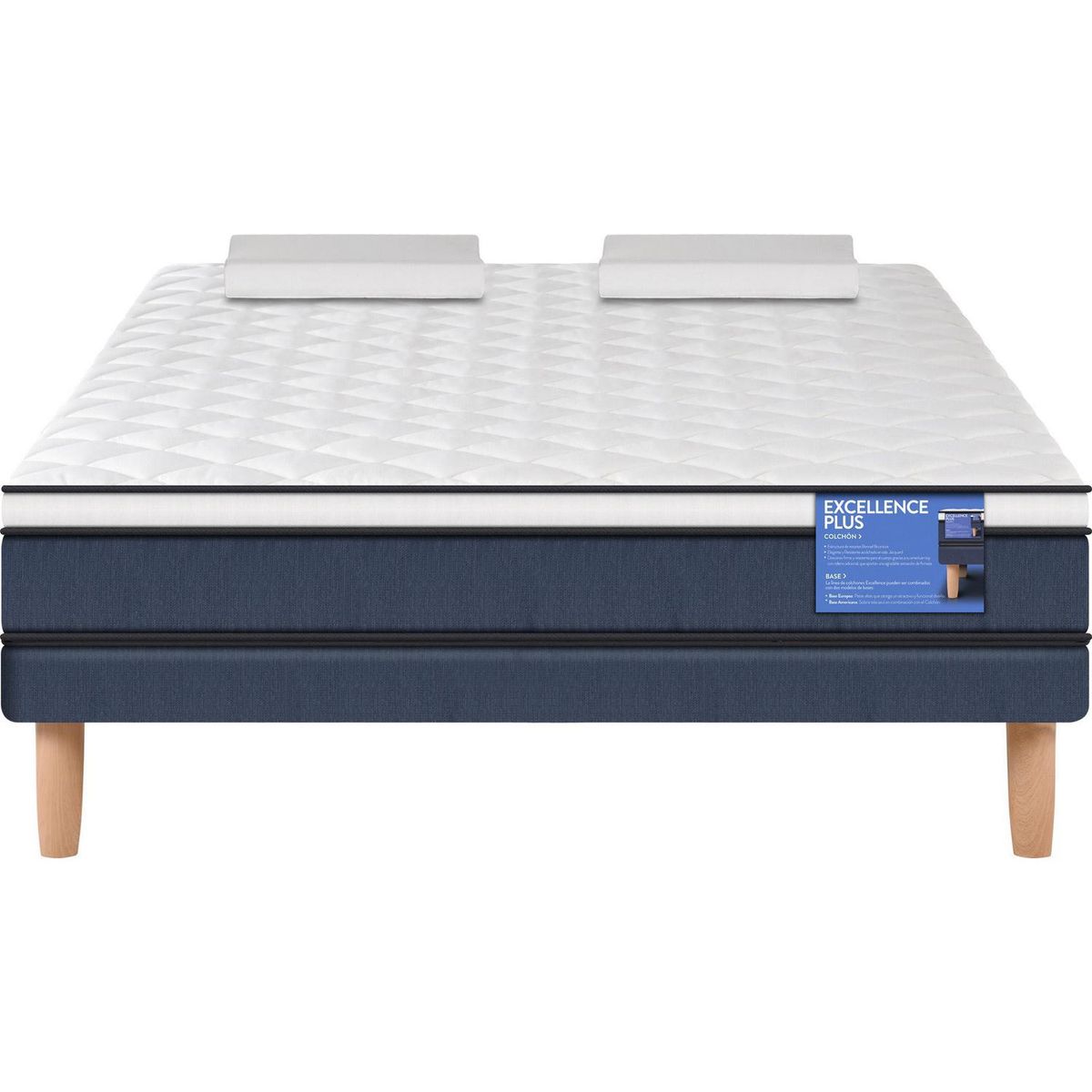 CIC - Cama Europea Excellence Plus 2 plazas BN + 2 almohadas