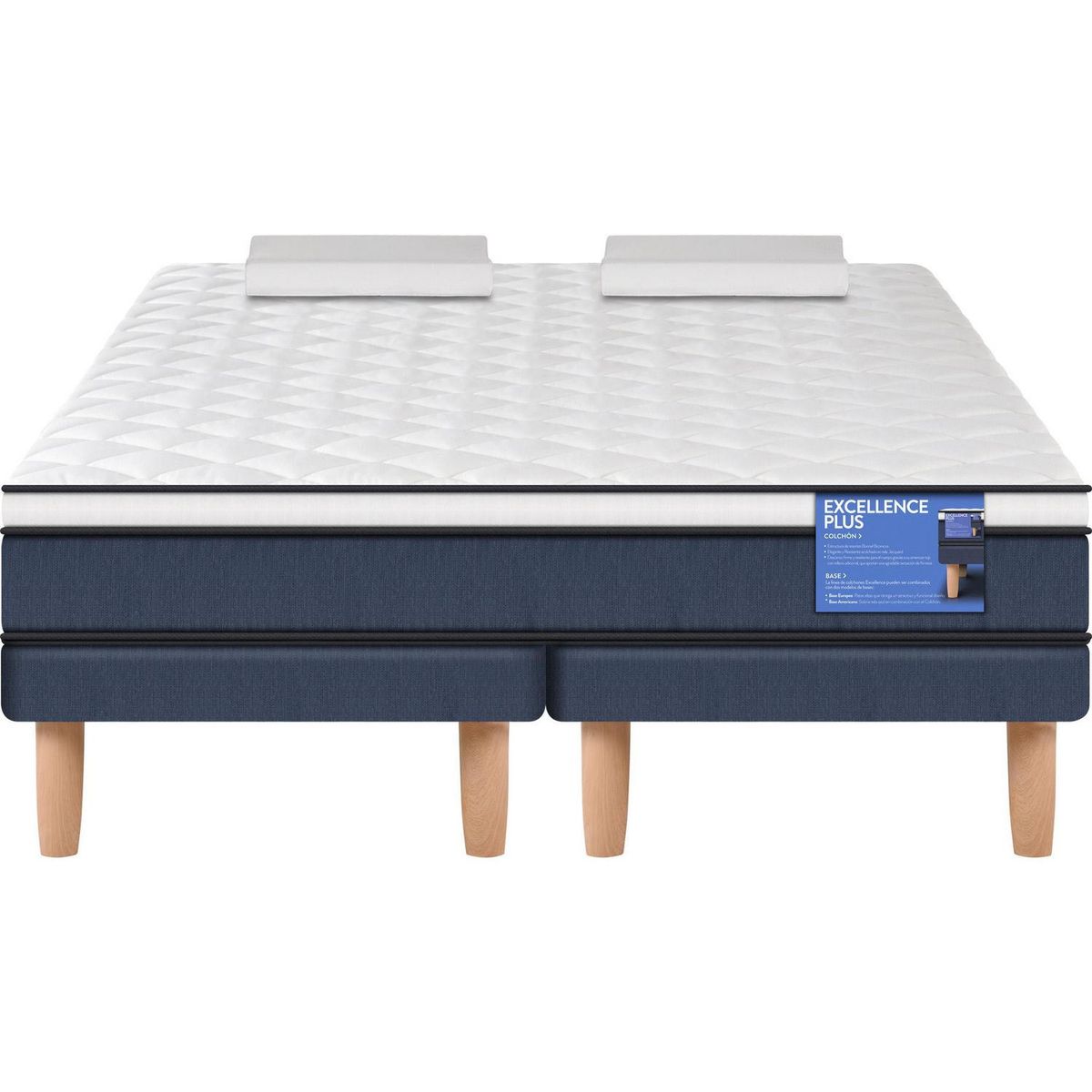 CIC - Cama Europea Excellence Plus 2 plazas BD + 2 almohadas