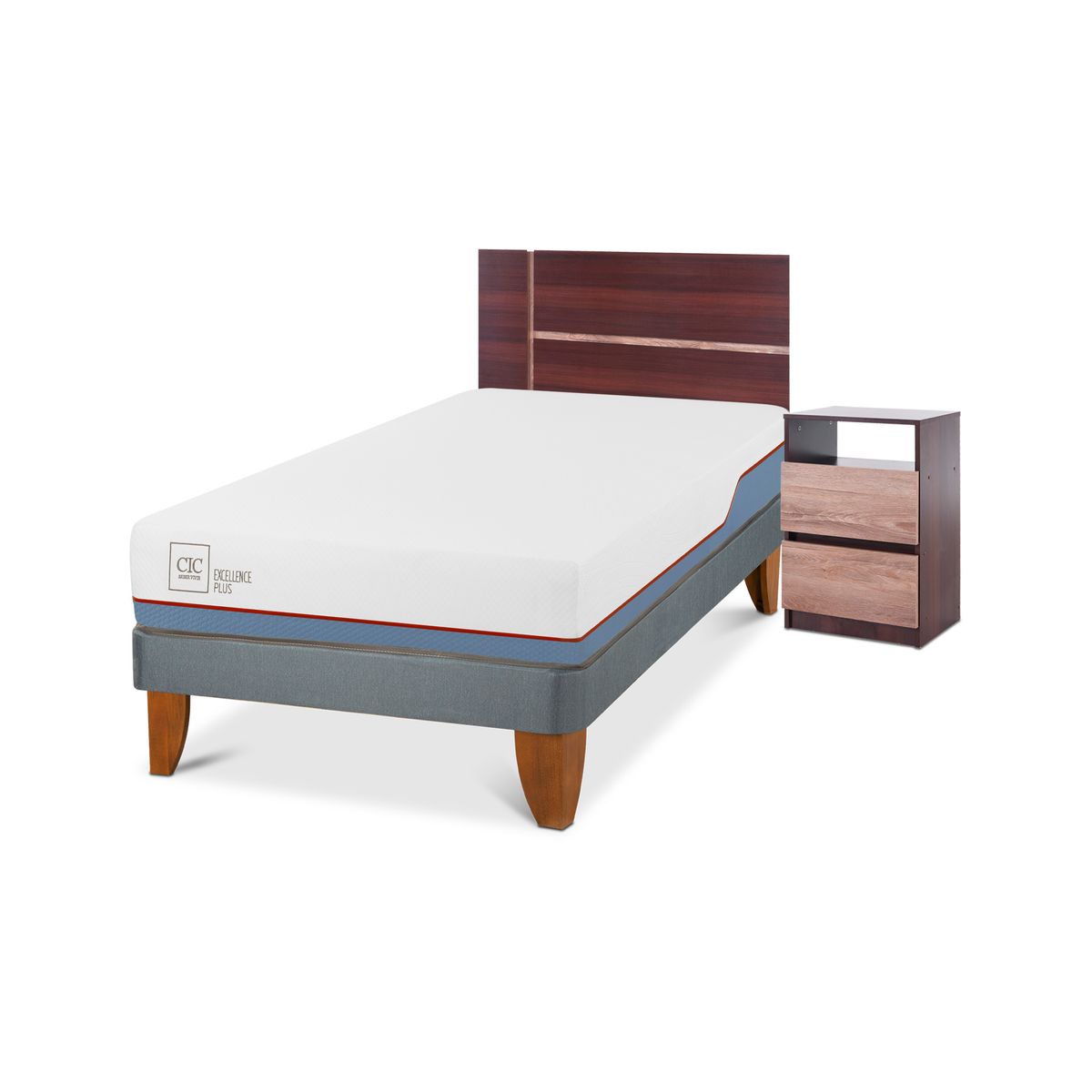 CIC - Cama Europea Excellence Plus 1.5 plazas + muebles
