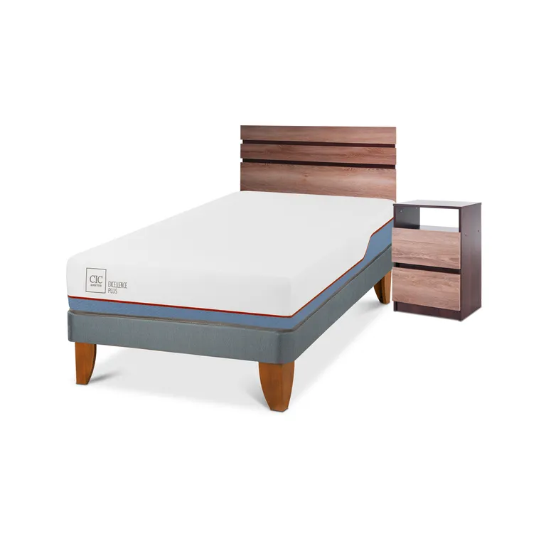CIC Cama Europea Excellence Plus 1.5 Plazas + Muebles