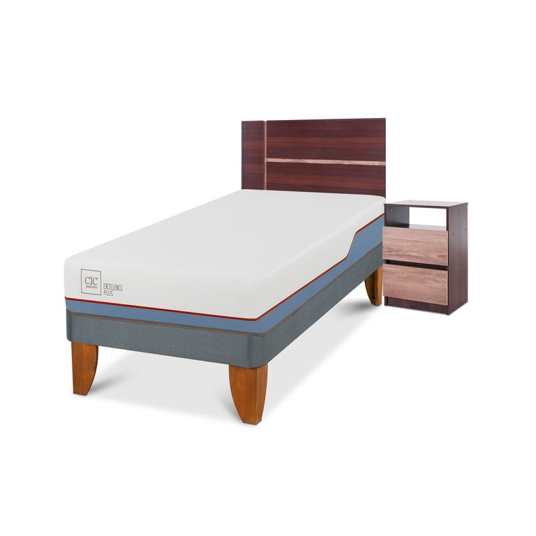Cama Europea Excellence Plus 1 Plaza + Muebles