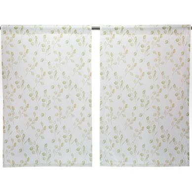 Cortina cocina hojas verdes 2 paos 70x115 cm