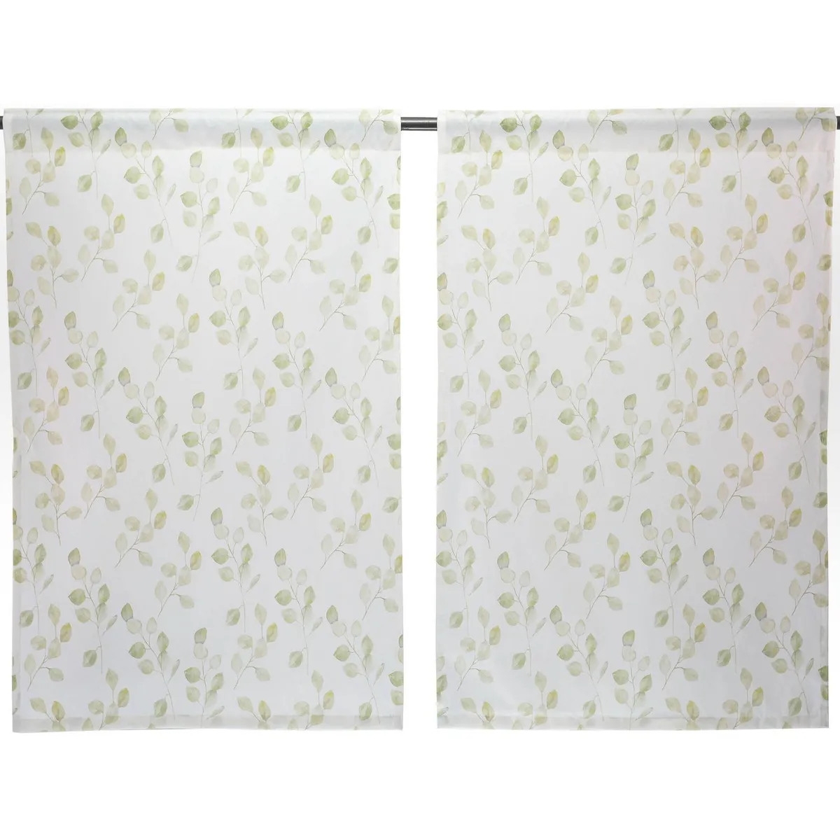 ATMOSPHERA HOME - Cortina cocina hojas verdes 2 paños 70x115 cm