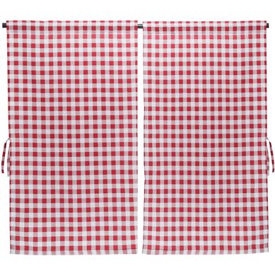 Cortina cocina cuadrille rojo 2 paos 70x115 cm