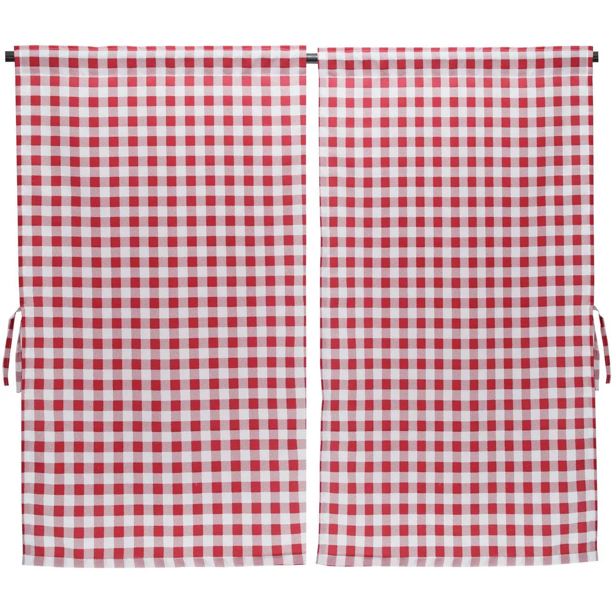 ATMOSPHERA HOME - Cortina cocina cuadrille rojo 2 paños 70x115 cm