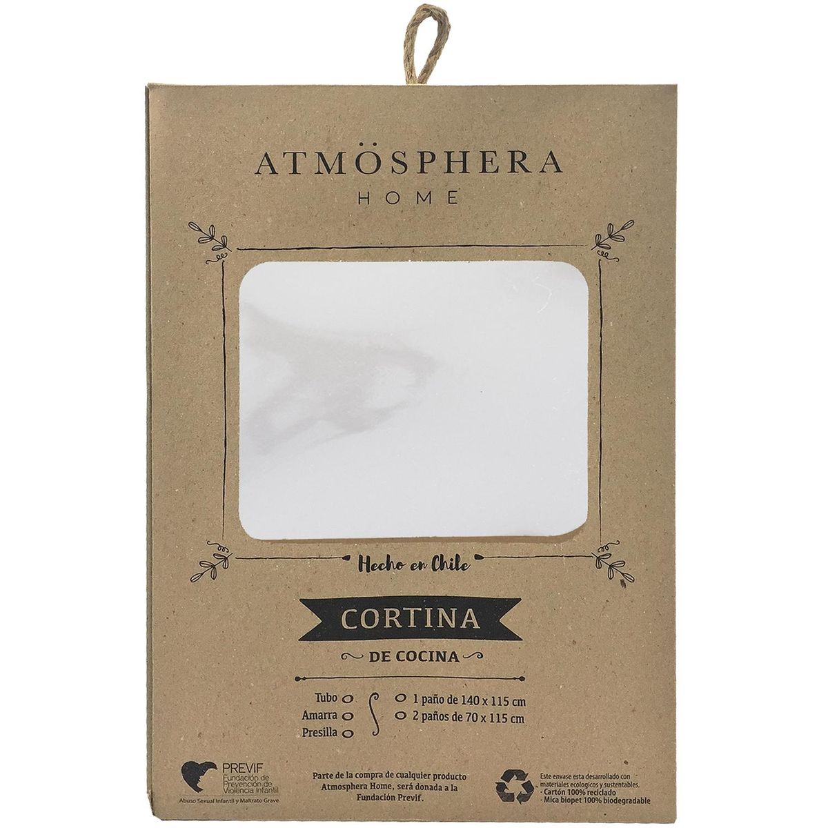 Cortina cocina cucharones 2 paños 70x115 cm, marca ATMOSPHERA HOME - Foto 2