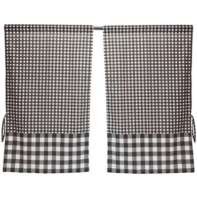 Cortina cocina cuadrille negro 2 paos 70x115 cm