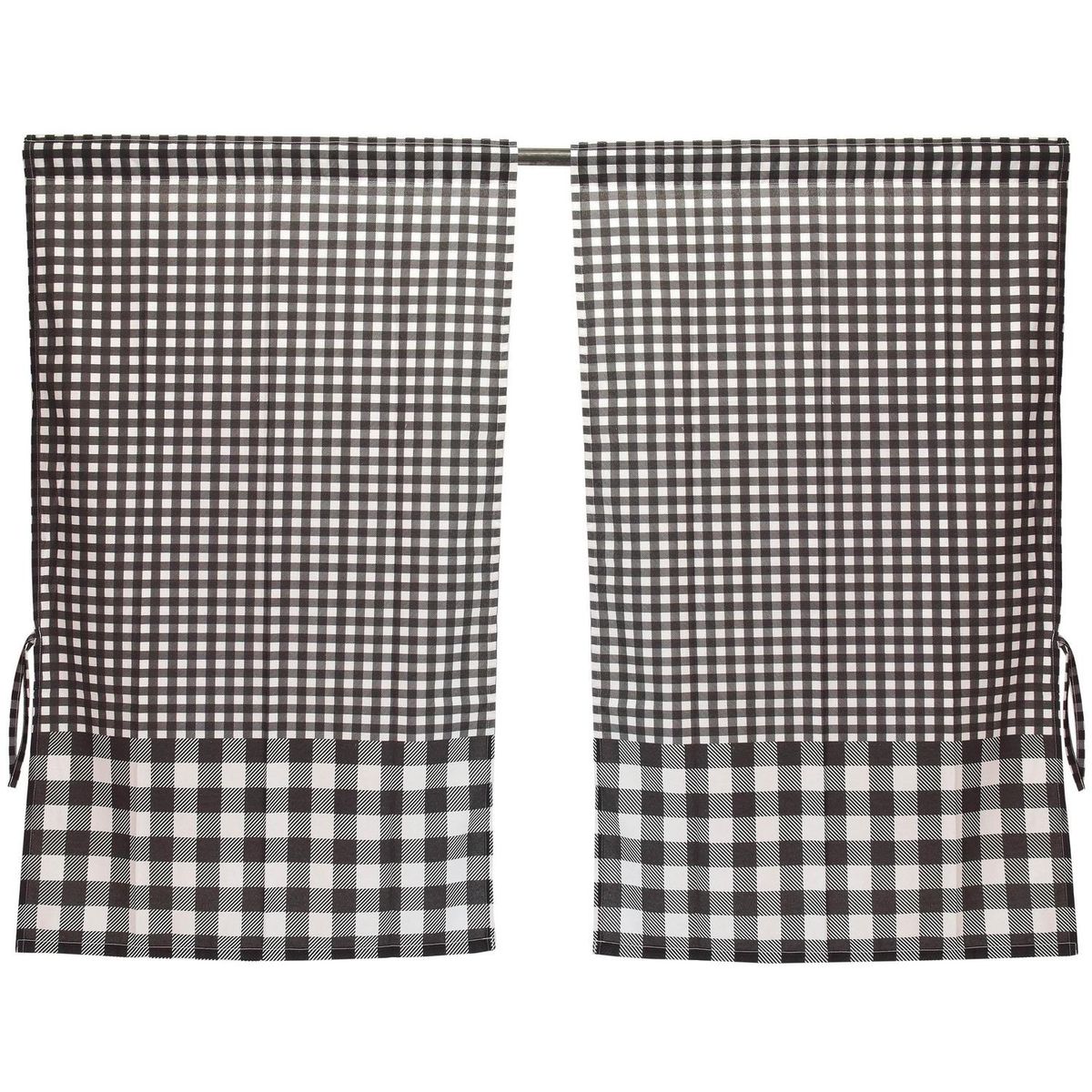 ATMOSPHERA HOME - Cortina cocina cuadrille negro 2 paños 70x115 cm