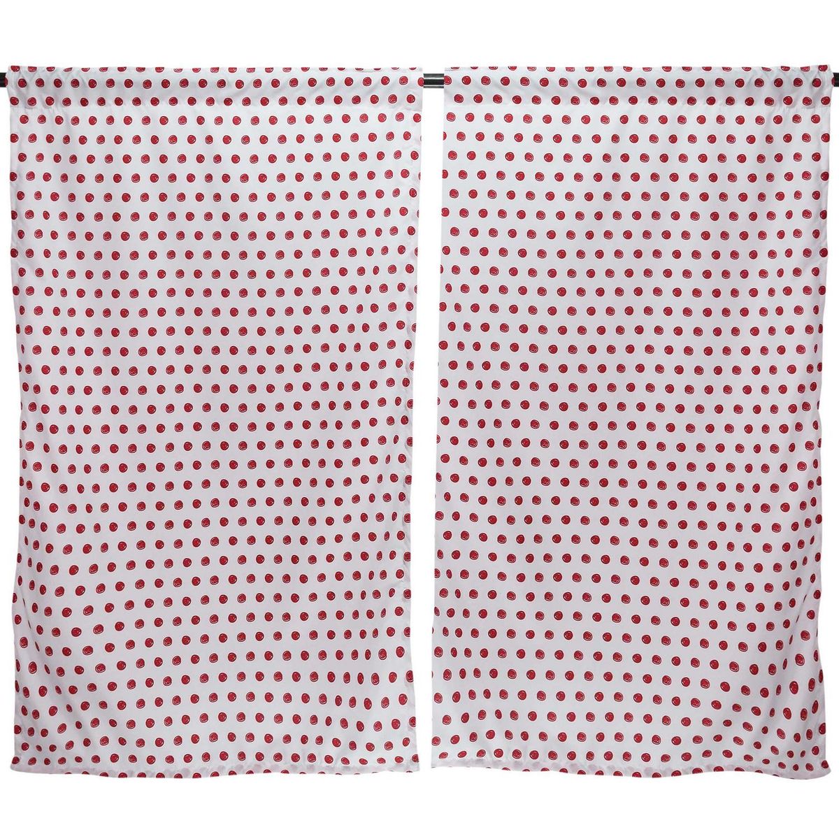 ATMOSPHERA HOME - Cortina cocina lunares rojos 2 paños 70x115 cm